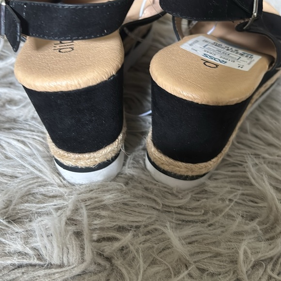 Diba | Black and Tan Wedge Sandals with Adjustable Slingback - Picture 5 of 7